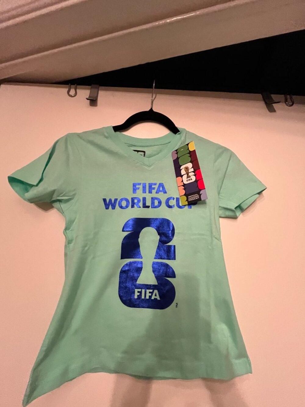 FIFA World Cup Girls V-Neck T-Shirt (Size Medium (7/8)  NWT